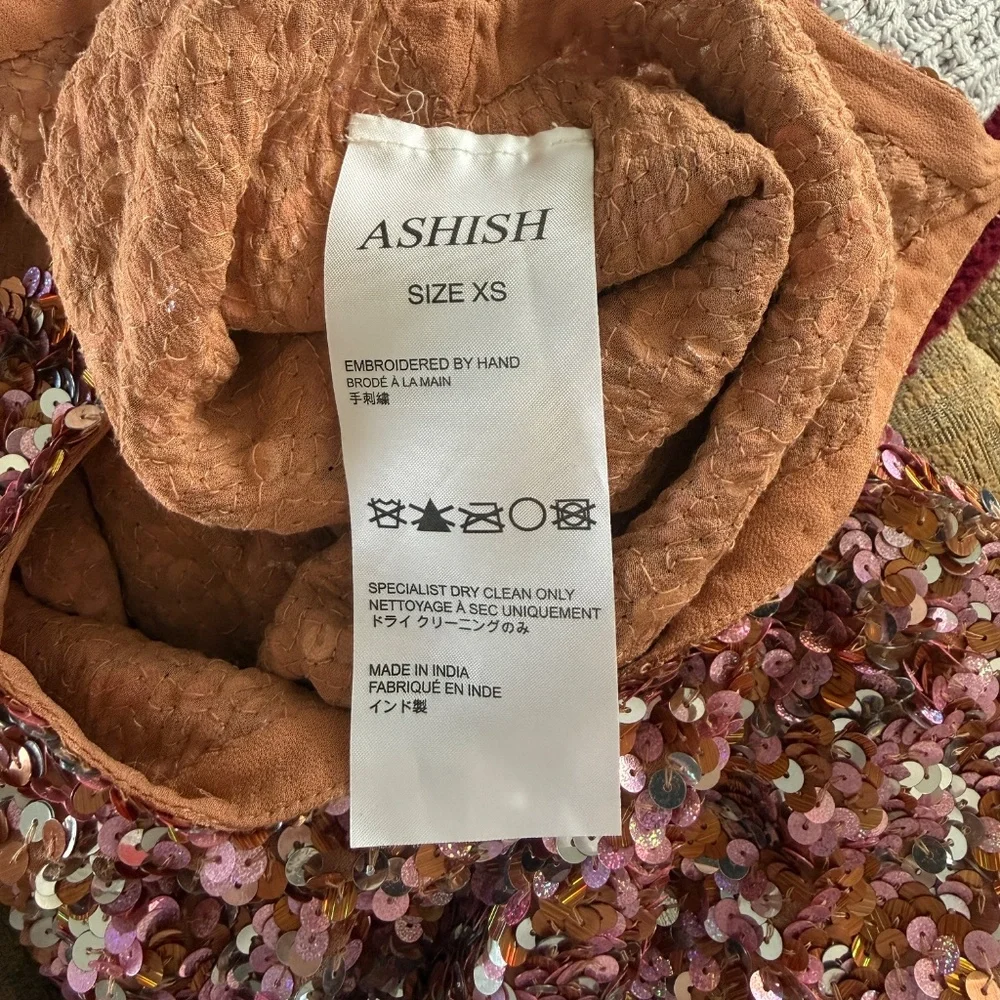 ASHISH Sequin Pink Gold Mini Dress XS - Picture 2 of 5